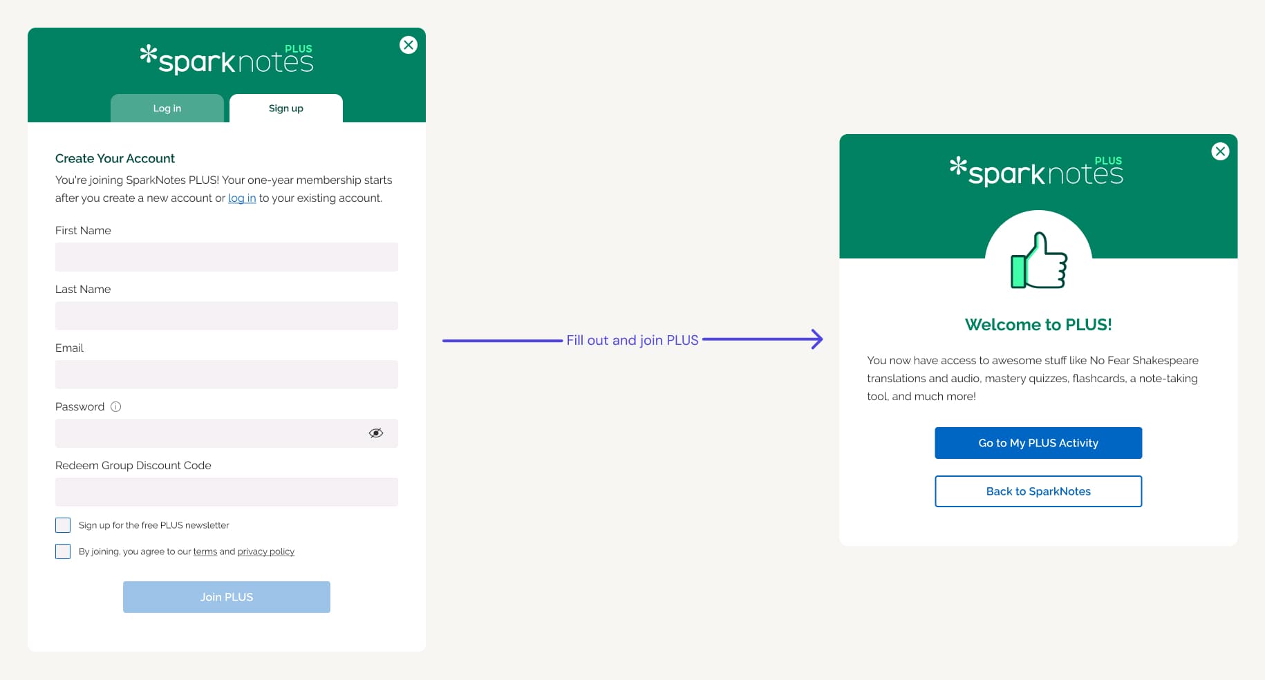 Member join flow screens