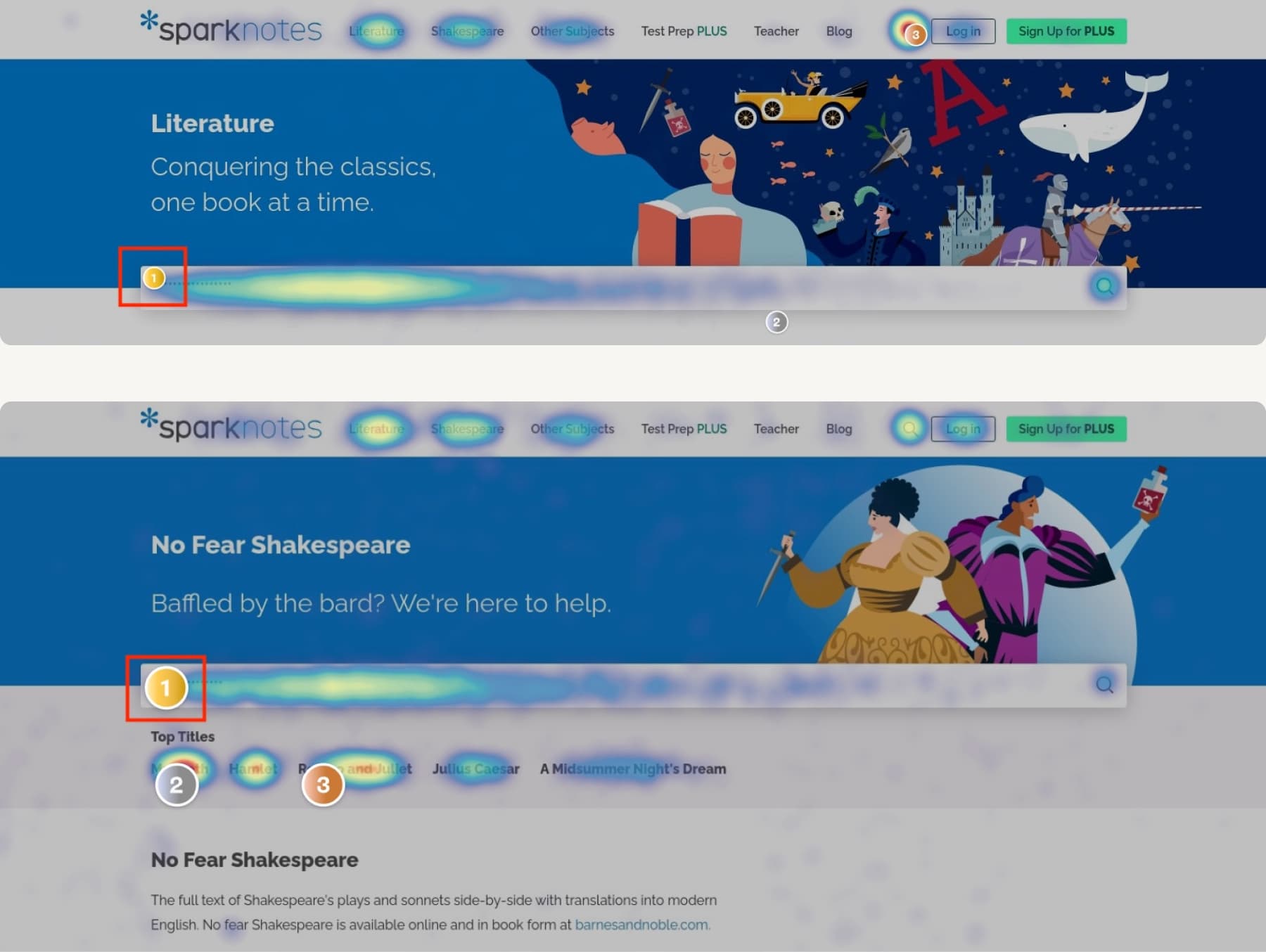 Heatmap showing search as the primary way students find content
